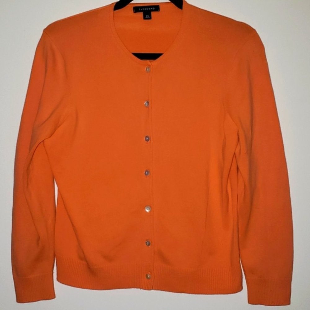 Lands' End Cardigan Pumpkin Orange Medium